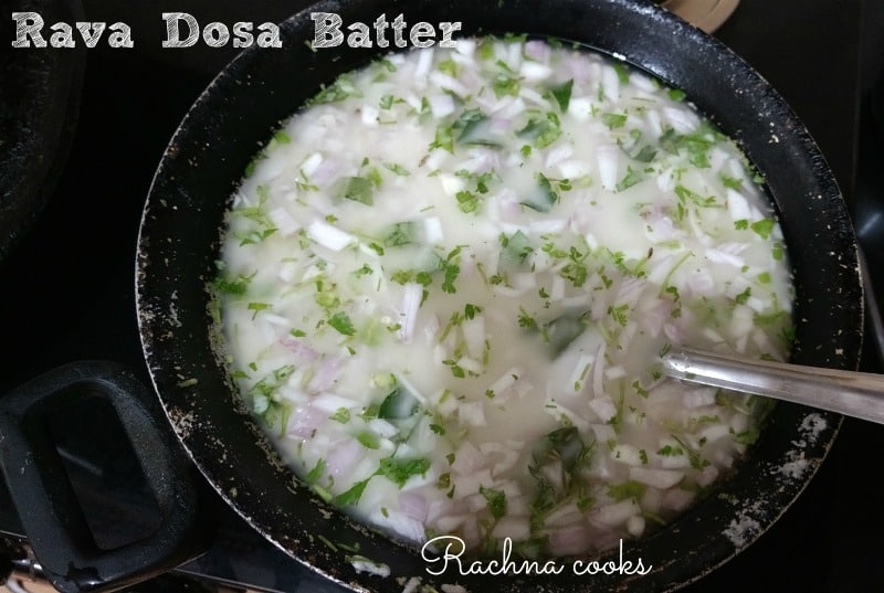 Rava dosa batter ready to be cooked.