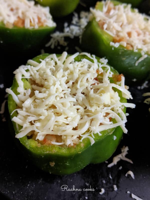 Stuffed pepper topped with cheese