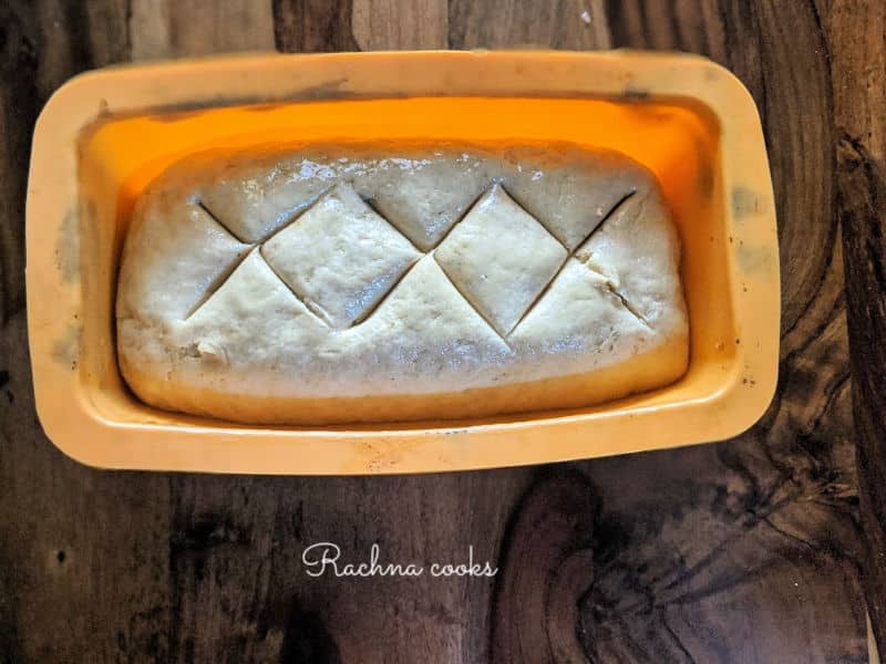 Bread dough with criss crosses