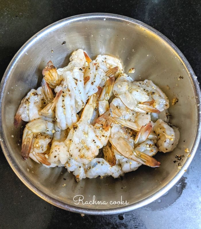 shrimp mixed with lemon, pepper butter