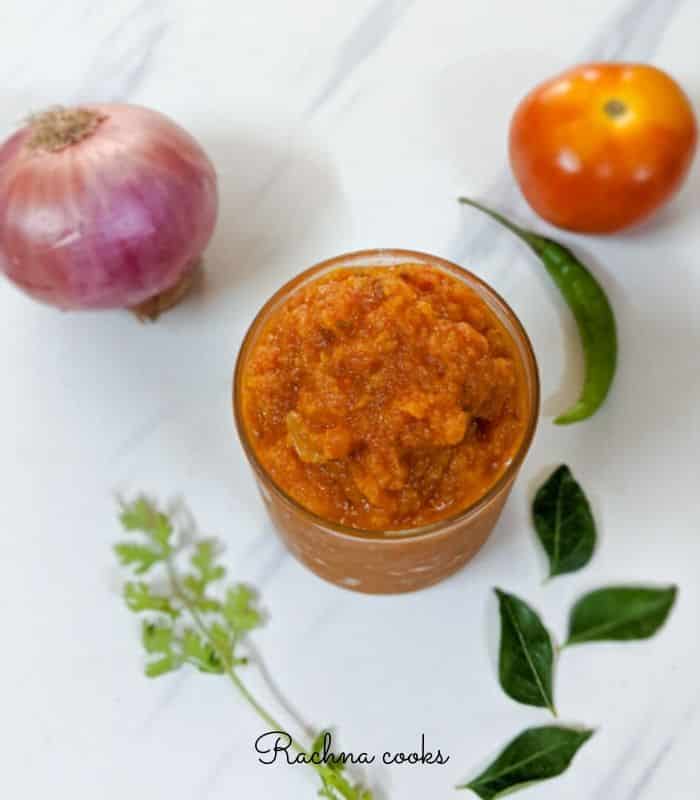 Curry masala paste or bhuna masala in a shallow glass.