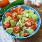 cucumber tomato salad in a bowl