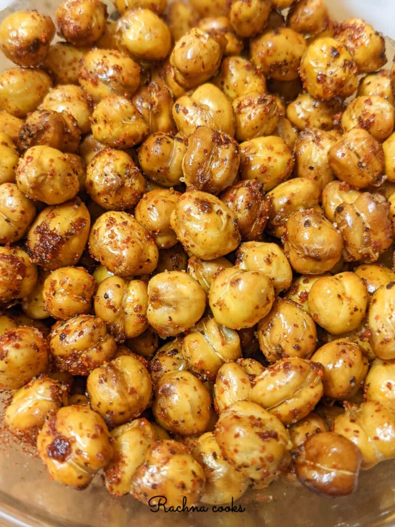 air fried chickpeas with a spicy coating