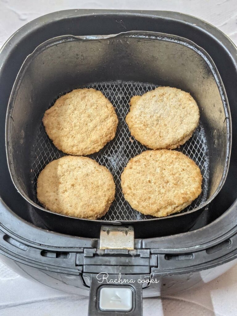 frozen chicken patties ready to be cooked in air fryer