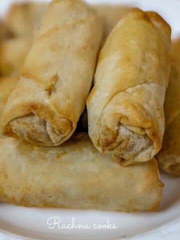 Close of air fried spring rolls