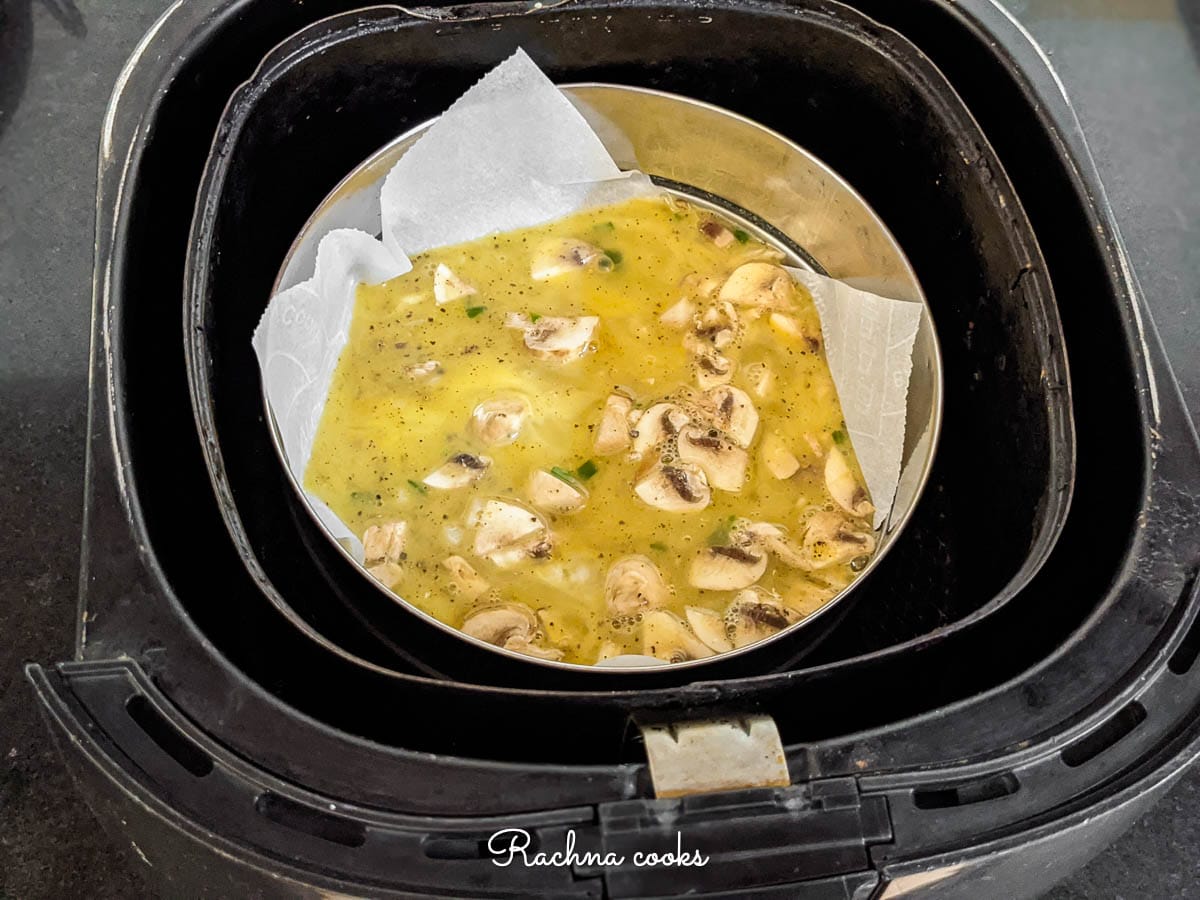 Omelette being made in air fryer