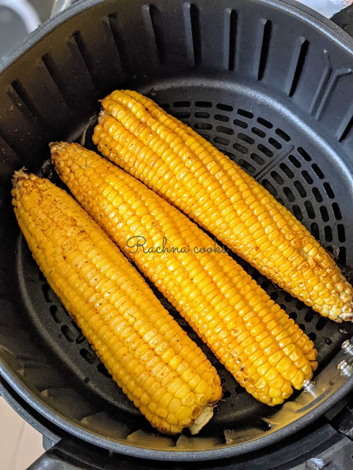 Air corn on the cob in air fryer basket