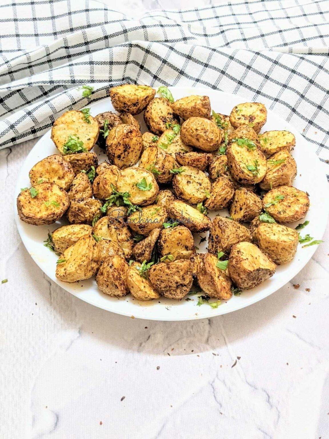 Air Fryer Greek Potatoes Rachna Cooks