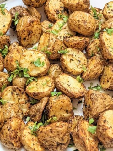 Close up of crispy air fryer baby potatoes