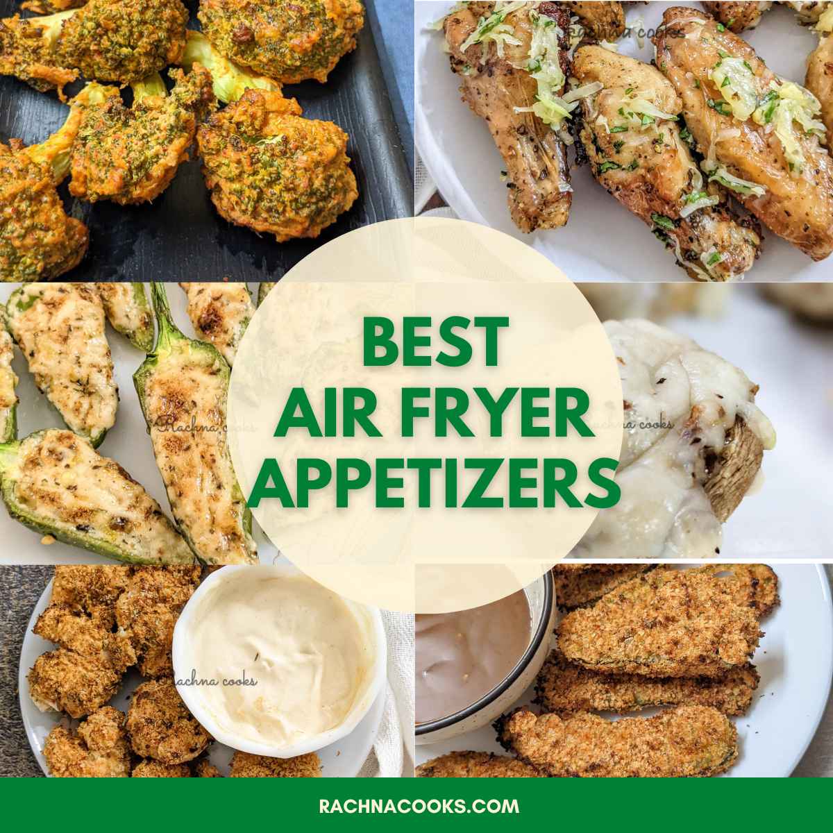 Collage of air fryer appetizer images