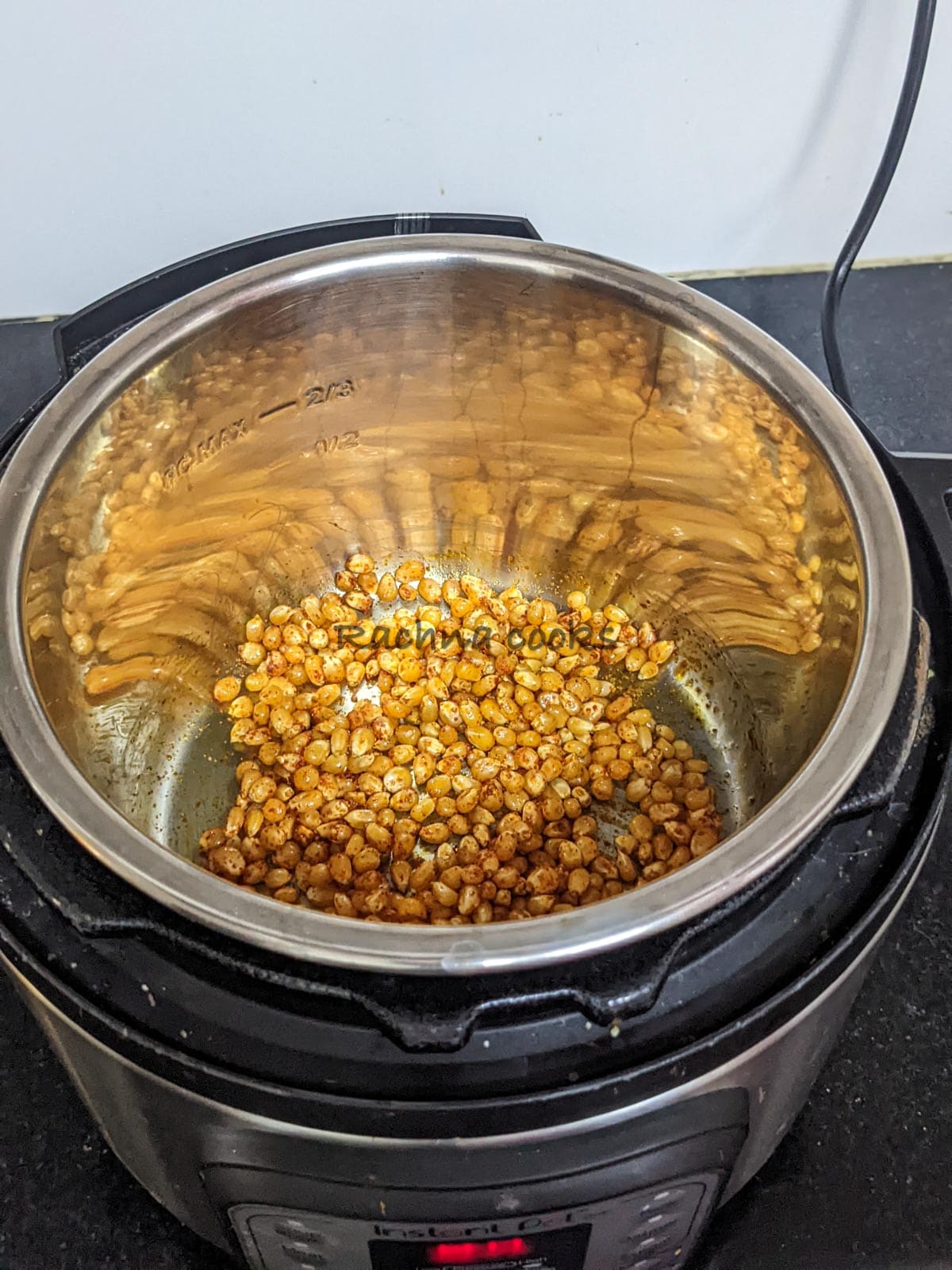 Unpopped corn with spices in Instant pot