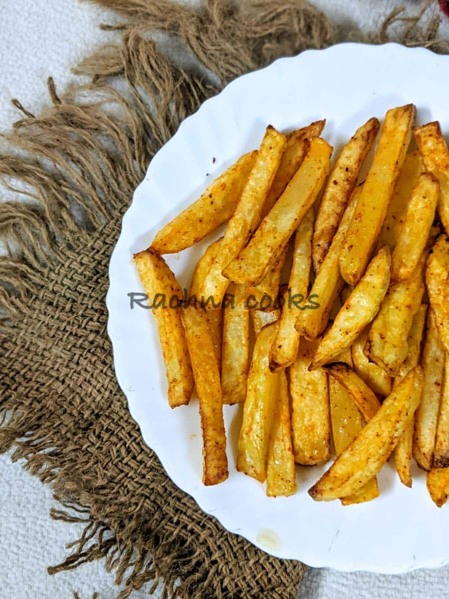 Close up of air fried french fries.