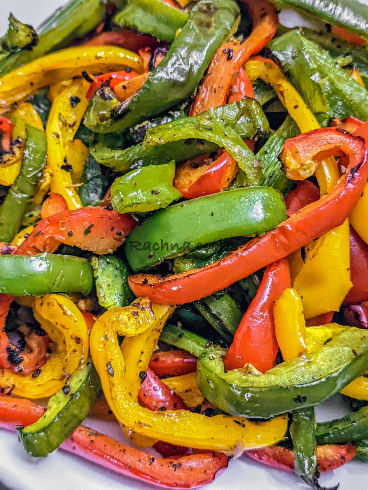 Close up of air fried peppers