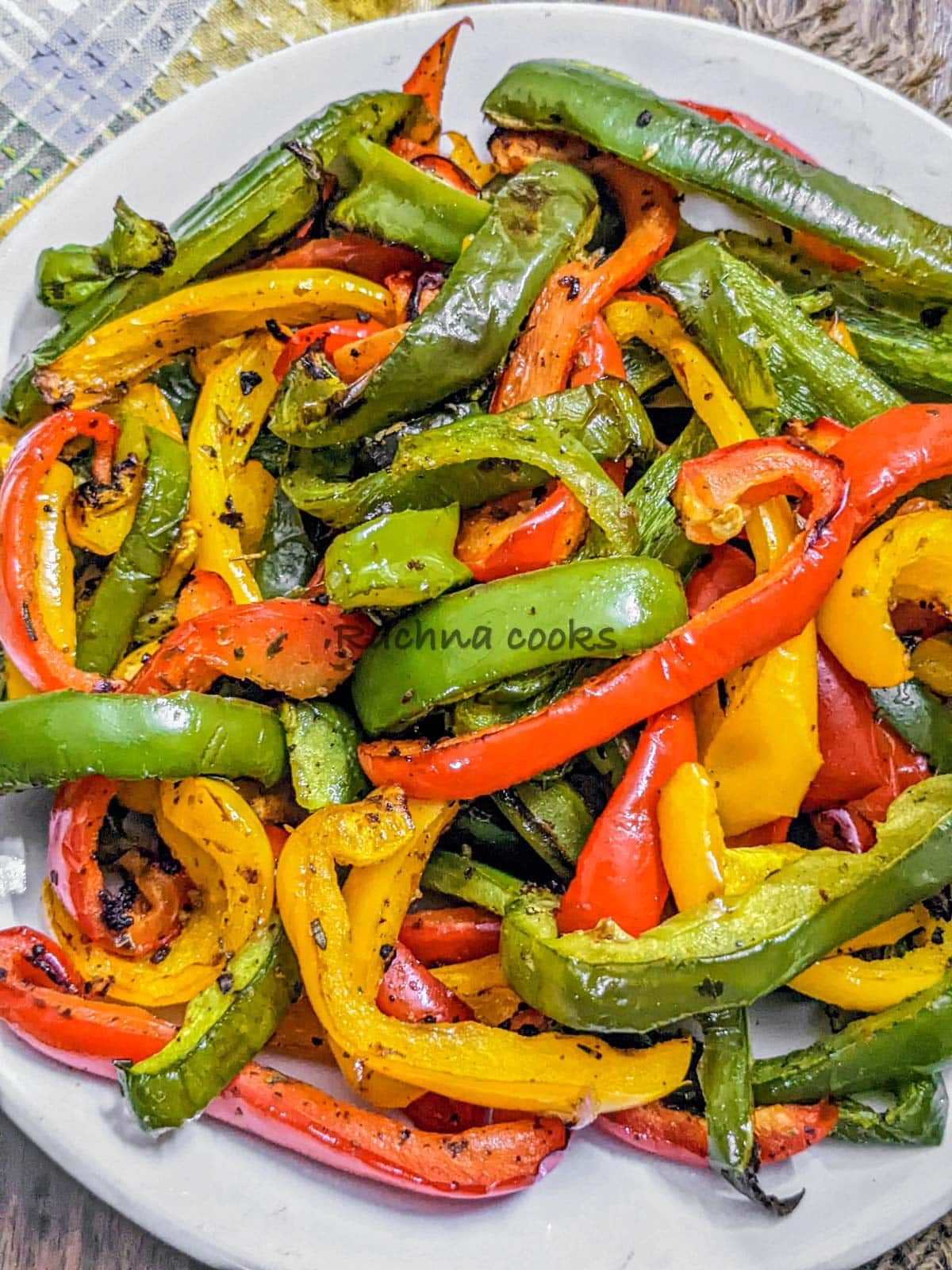 Close up of air fryer peppers