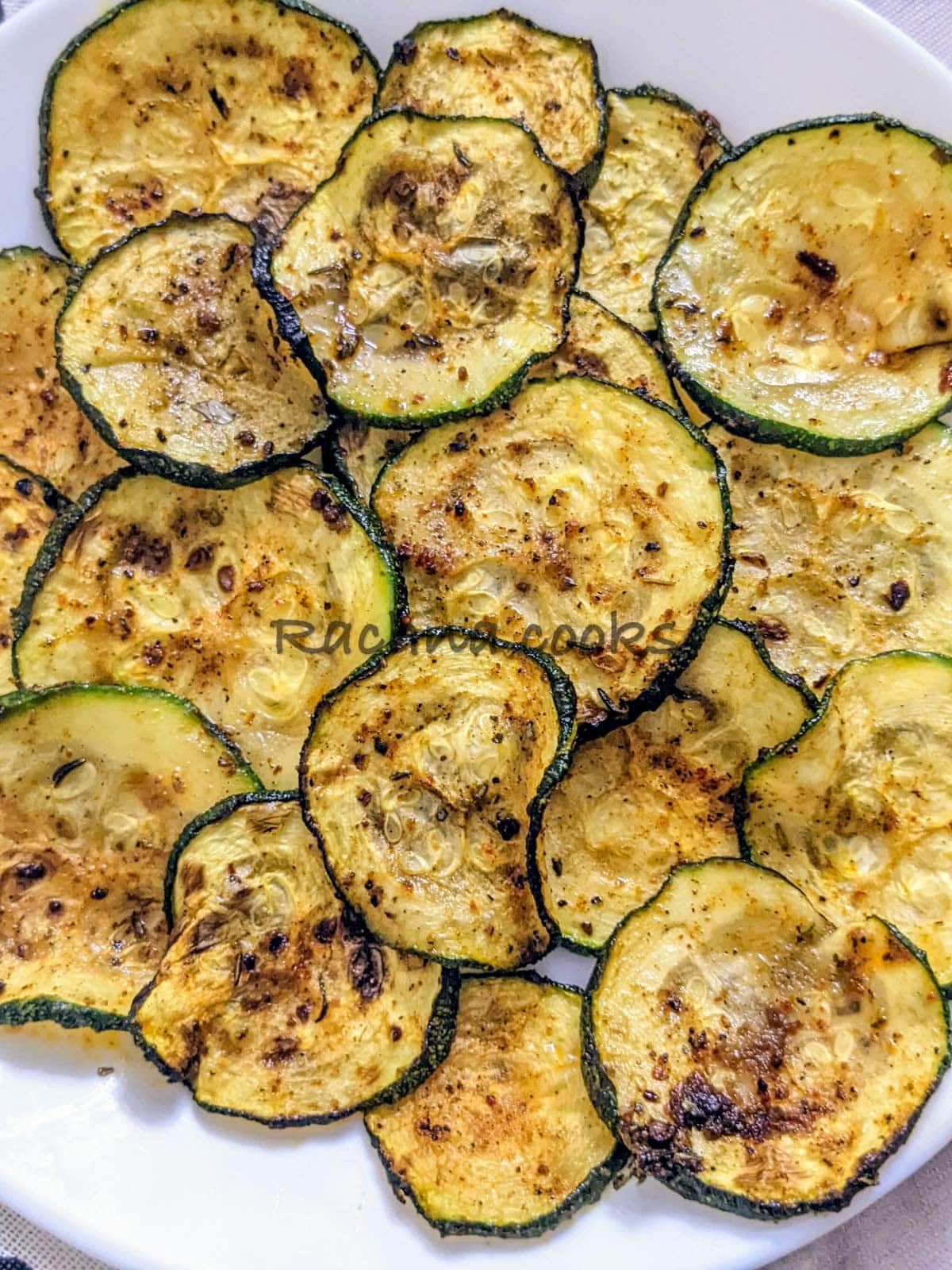 Close up of air fried zucchini chips