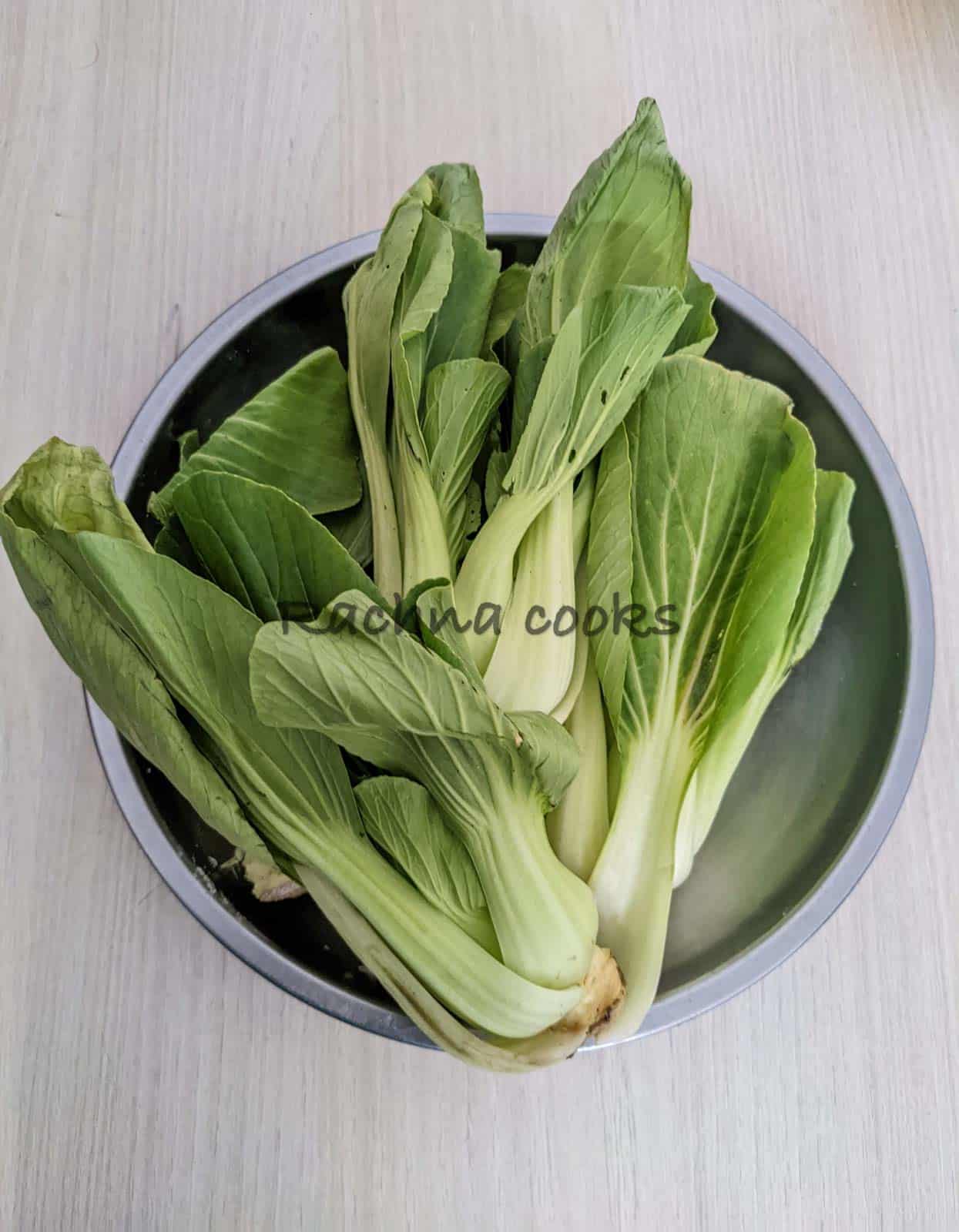 Bok choy in a plate.
