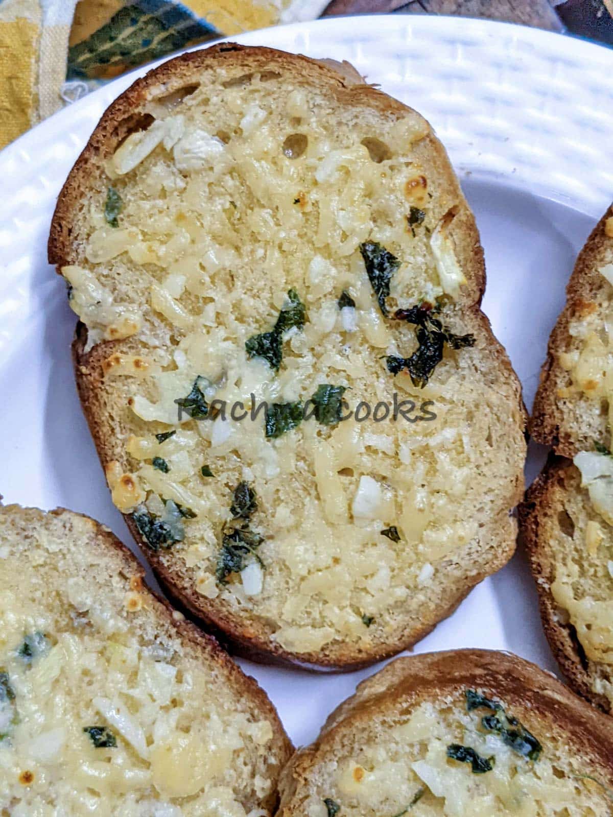 Air fryer garlic bread in closeup 