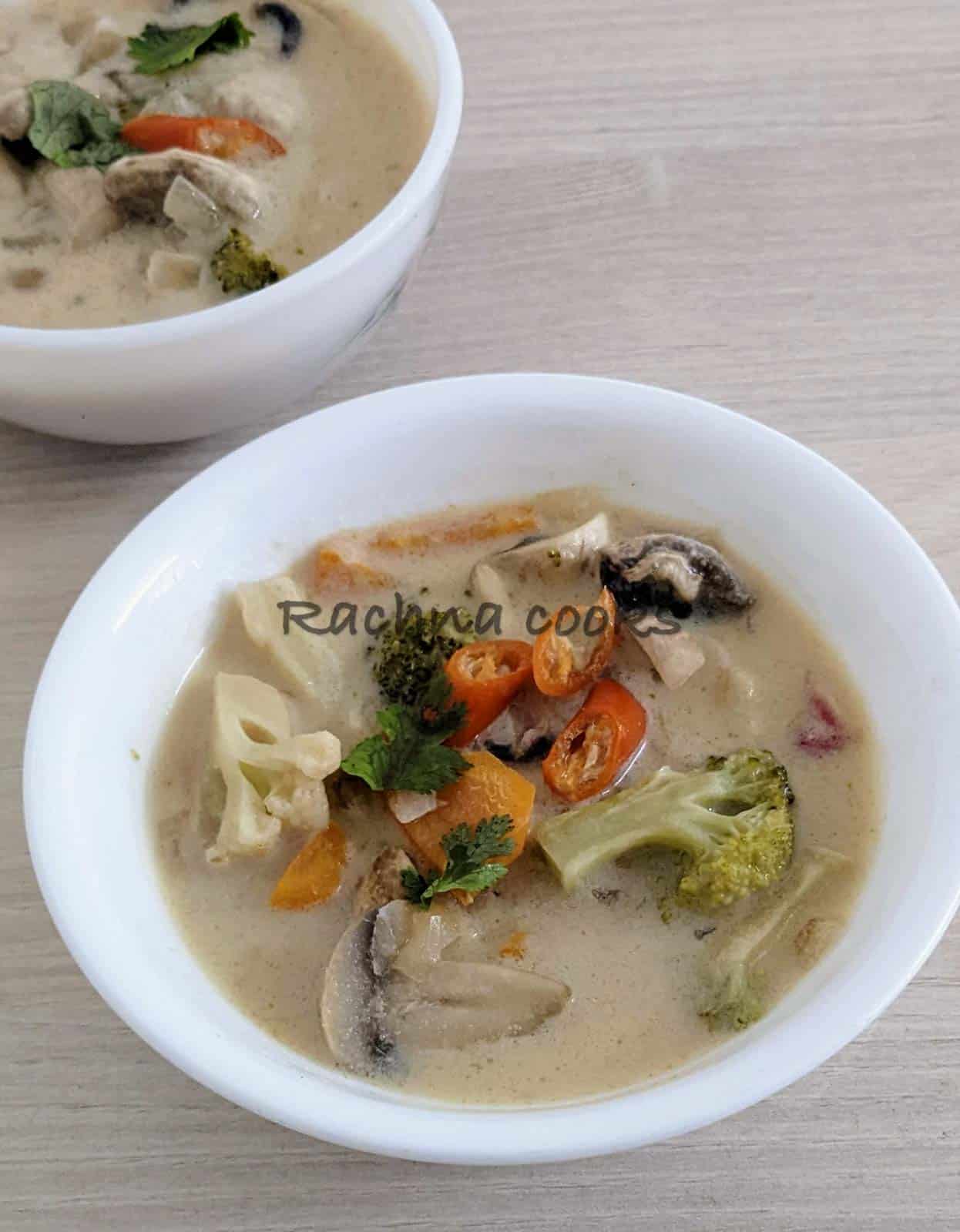 2 bowls of Tom Kha soup