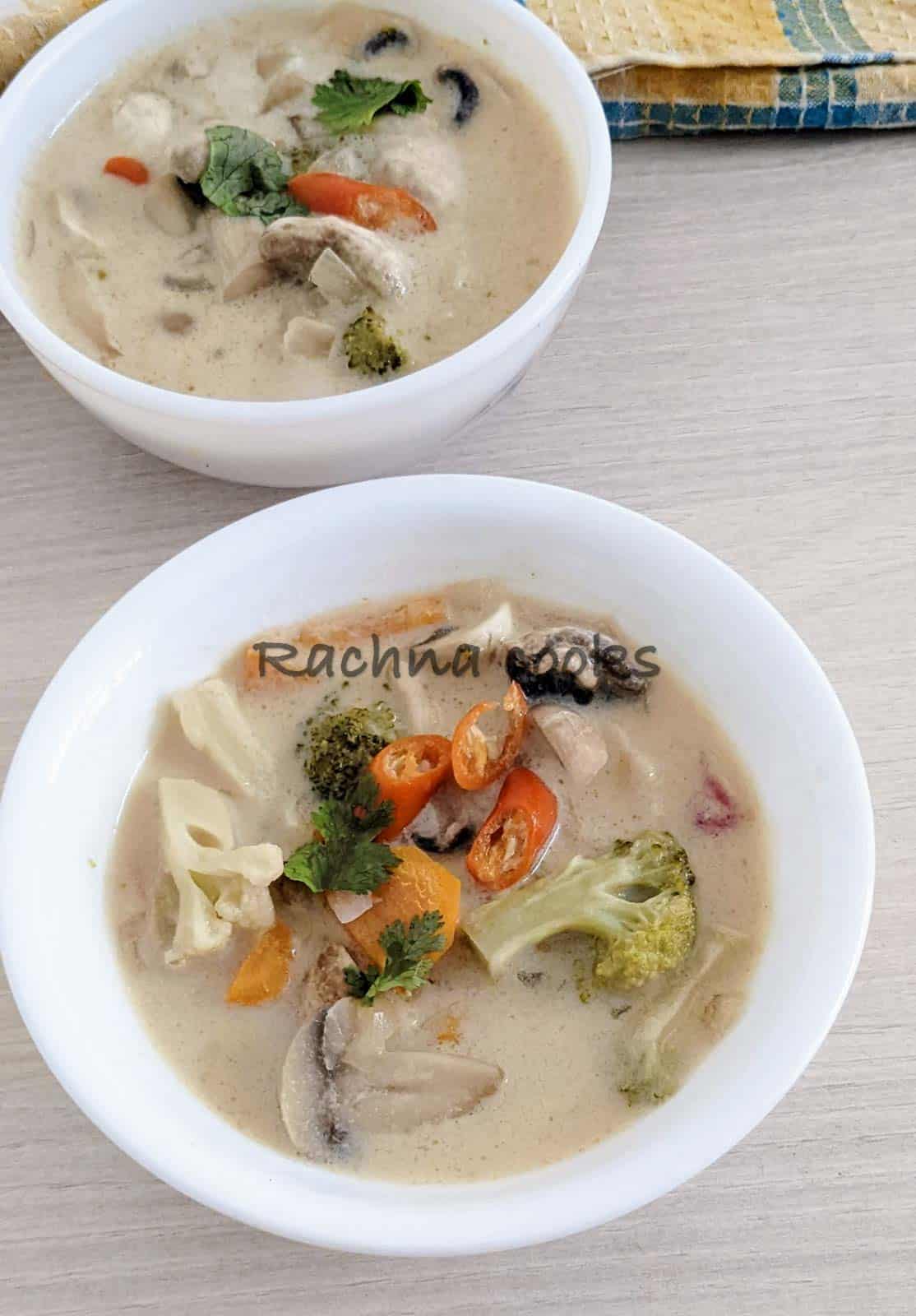 2 bowls of Tom Kha soup