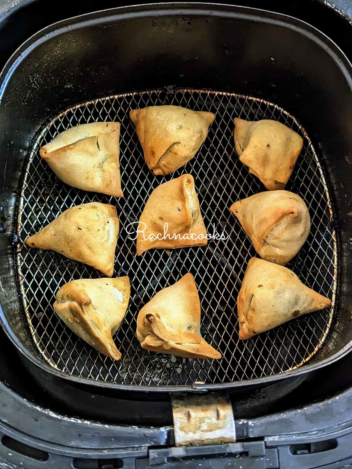 air frying samosa in air fryer basket