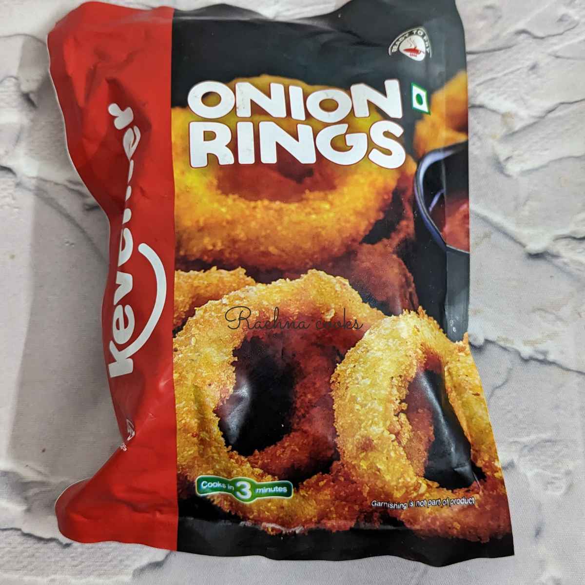 Pack of frozen onion rings