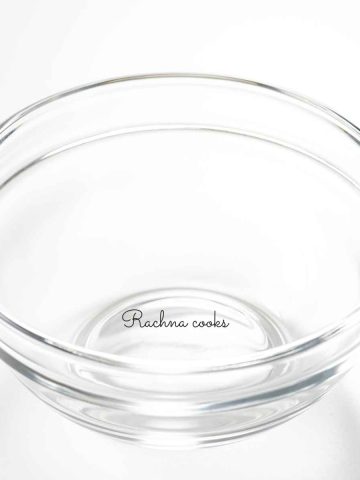 A transparent glass bowl