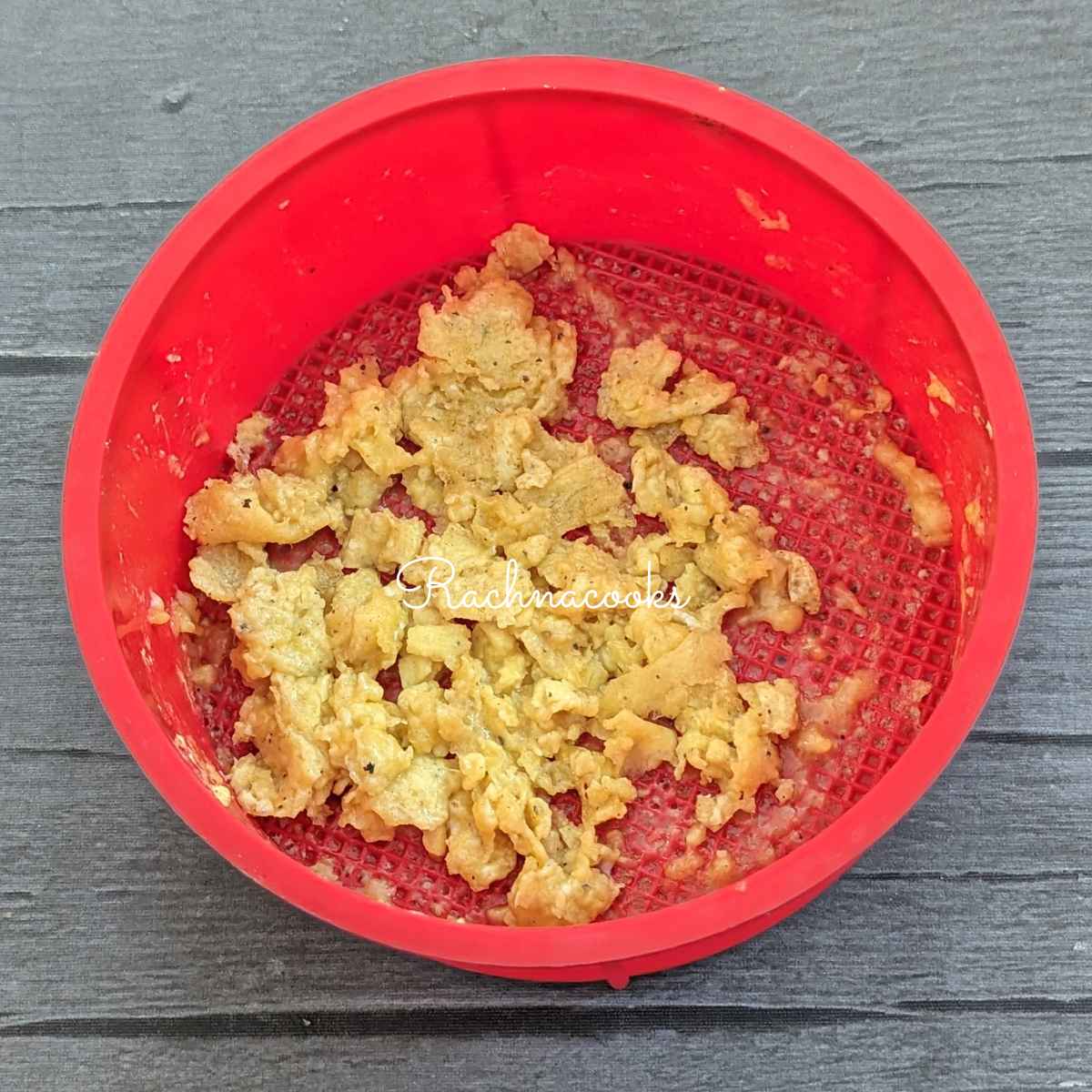 Soft cooked scrambled eggs in silicone mould 