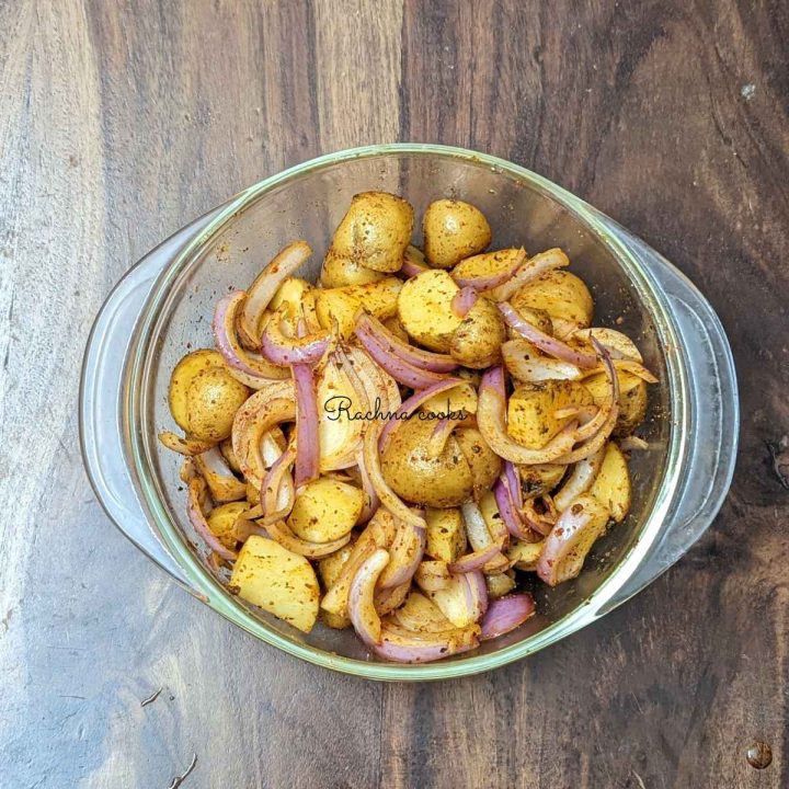 Potatoes and Onions in Air fryer Rachna cooks