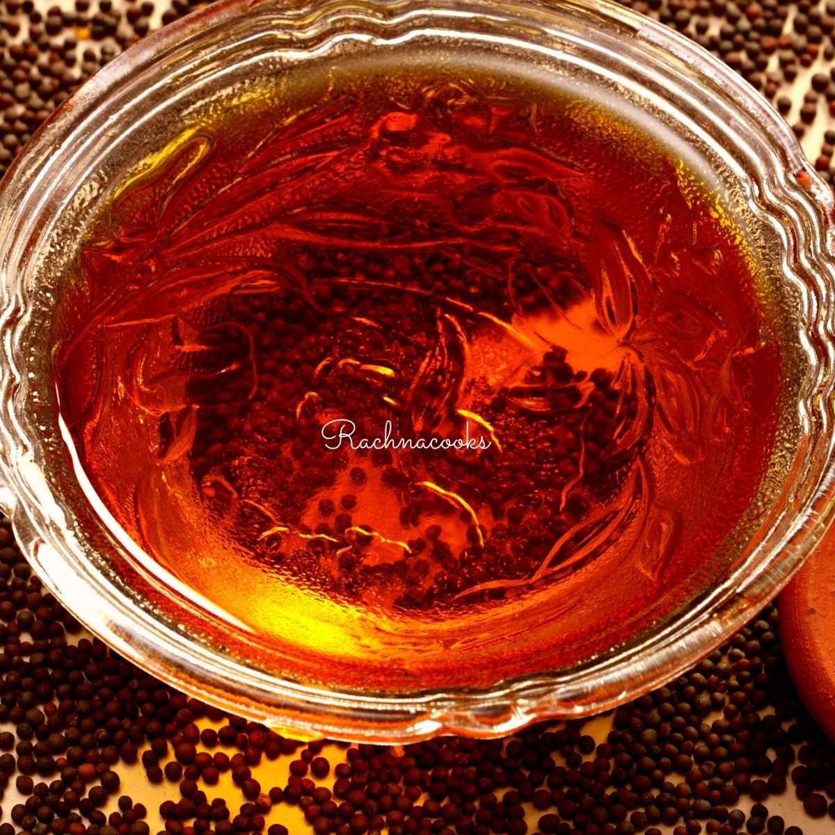 Cold pressed mustard oil in a bowl