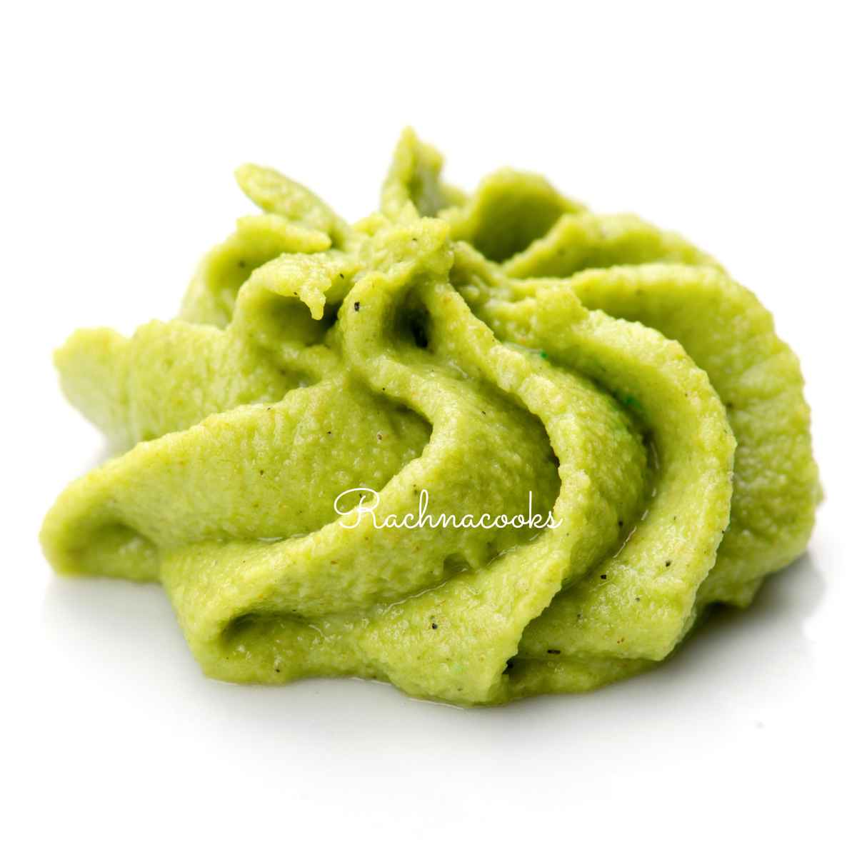 Green wasabi paste in focus