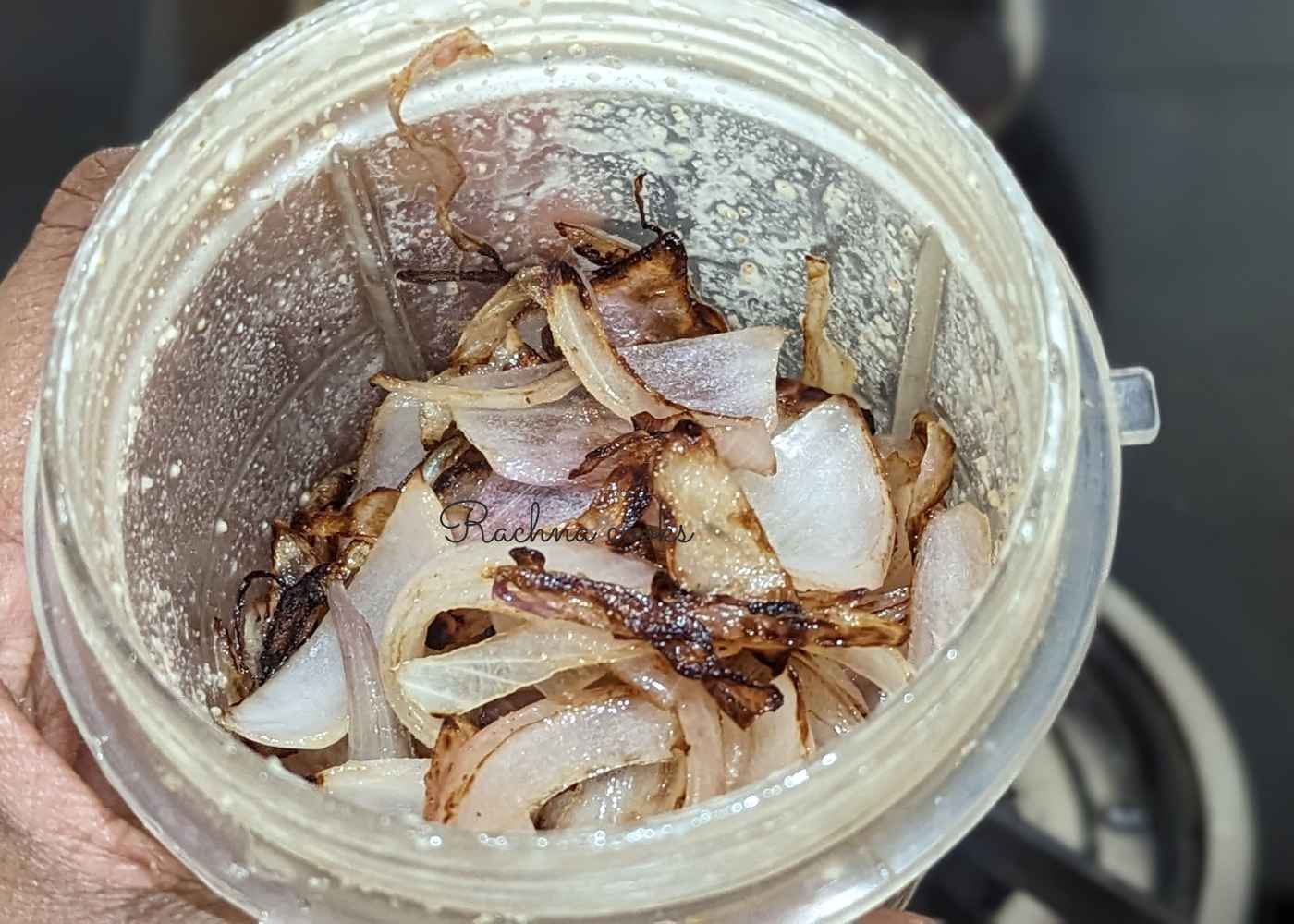 Sauteed onions in blender jar