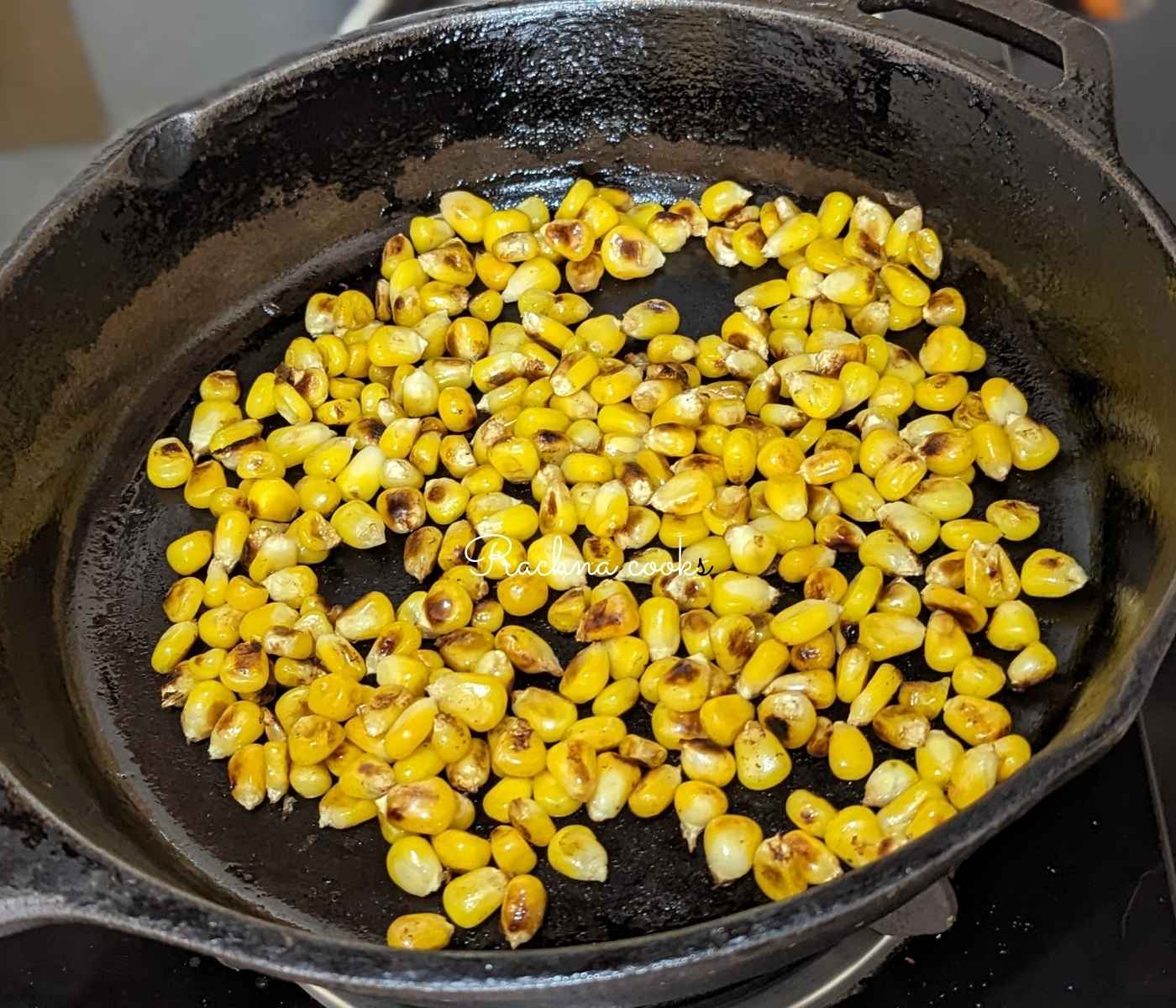 Skillet corn nicely charred