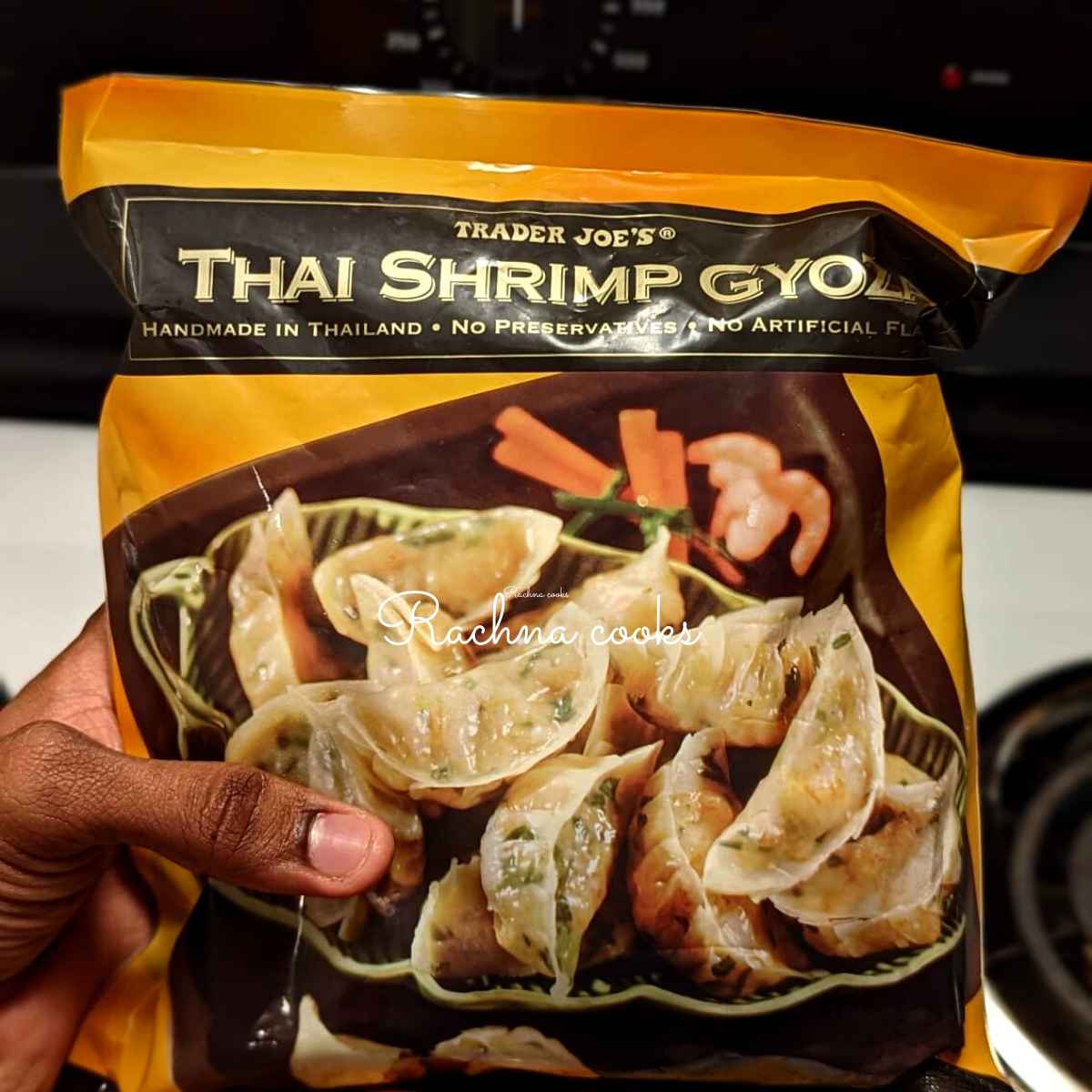 A pack of Trader Joe's Thai Shrimp Gyoza