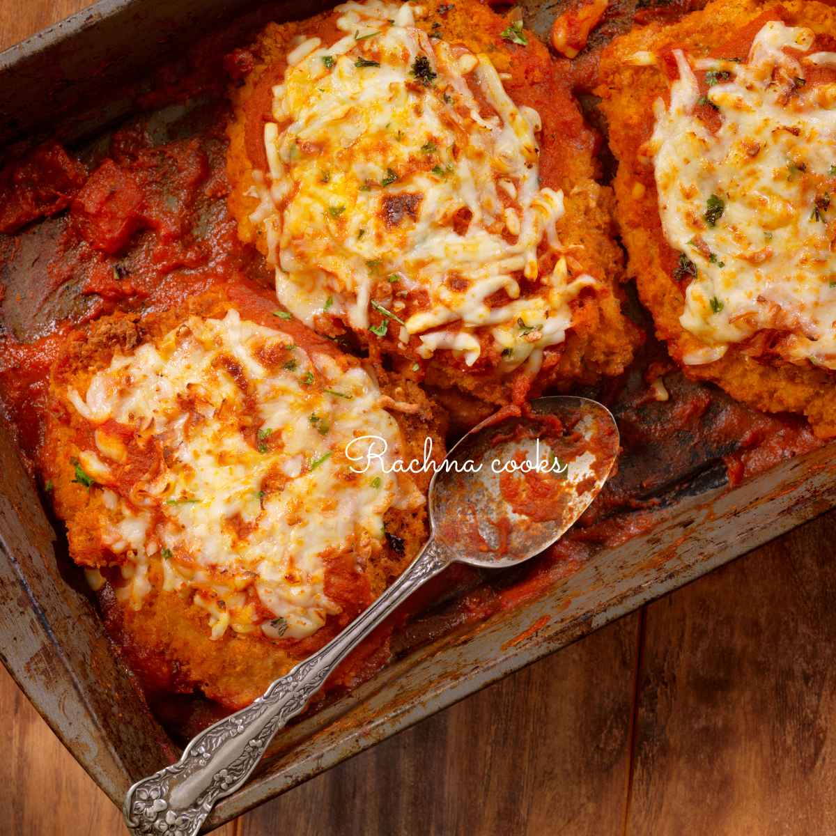 Chicken parmesan in a tray