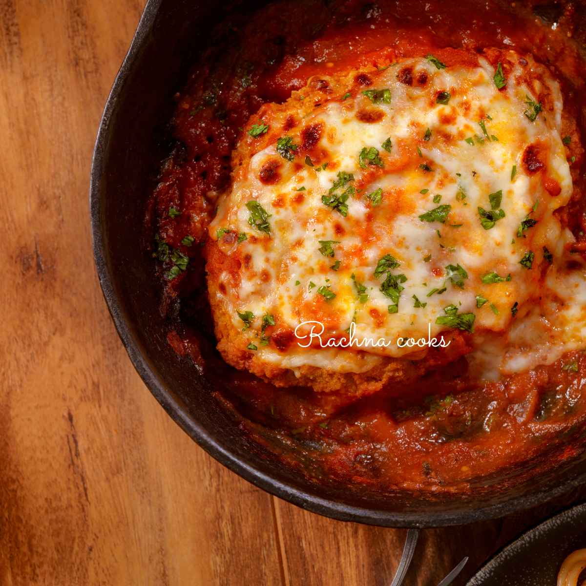 Chicken parmesan in a skillet