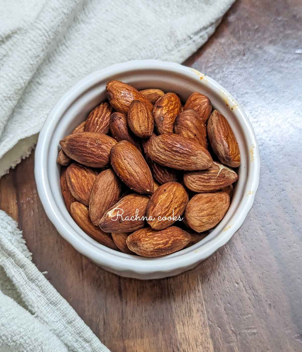 Roasted air fryer almonds in a bowl.