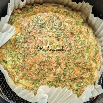 Frittata after cooking in air fryer basket