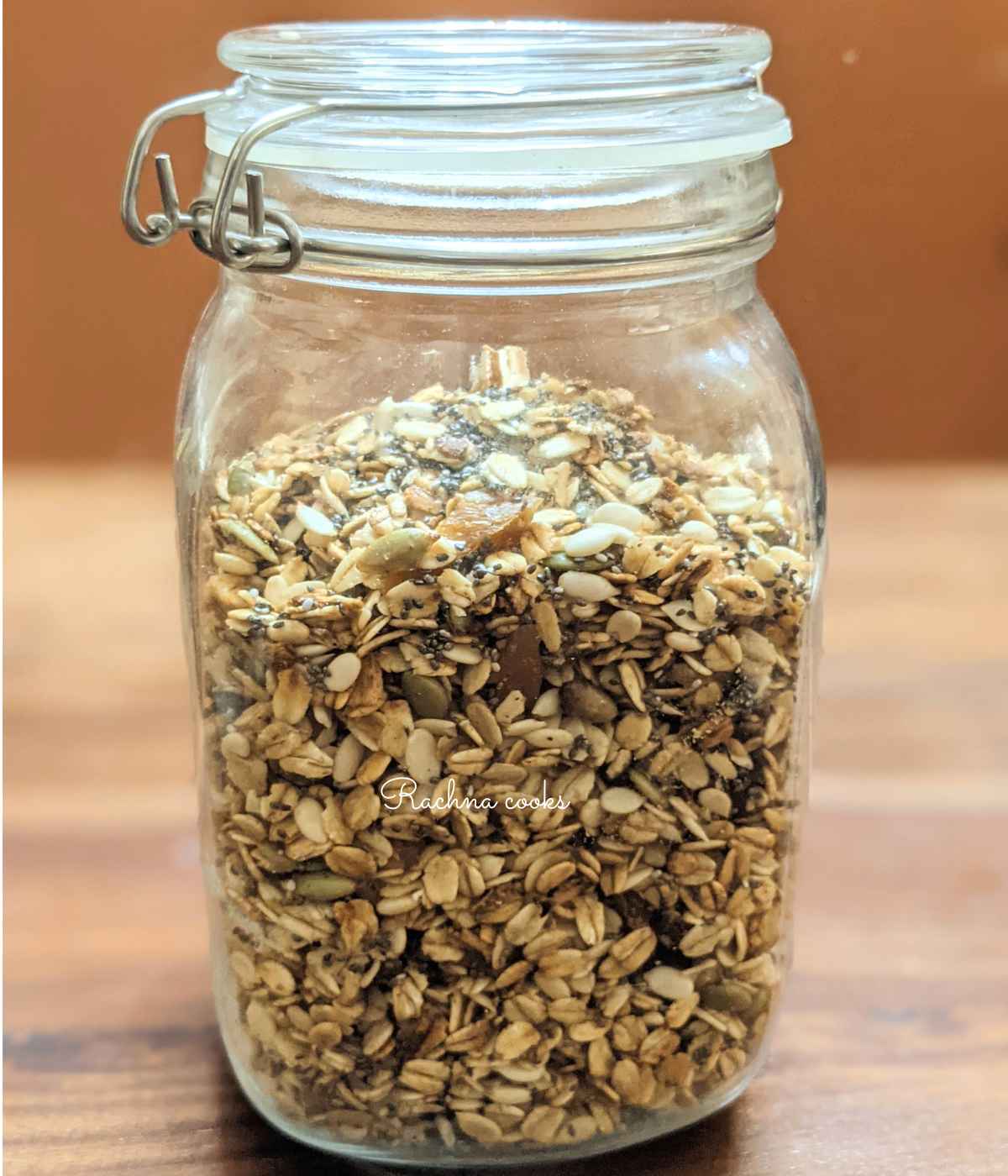 A jar of air fried granola