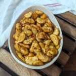 Butter beans after air frying served in a cream bowl