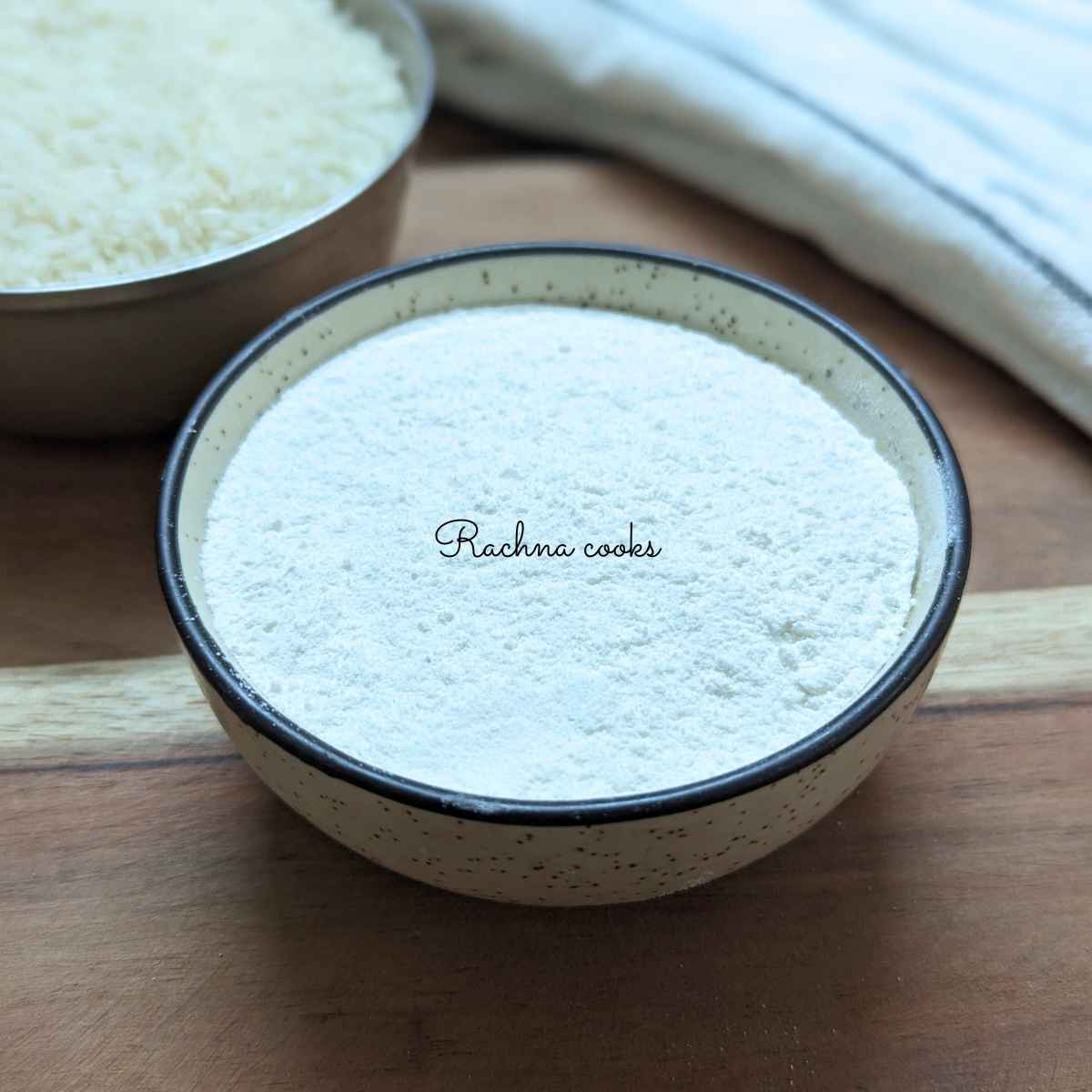 Rice flour in a small bowl