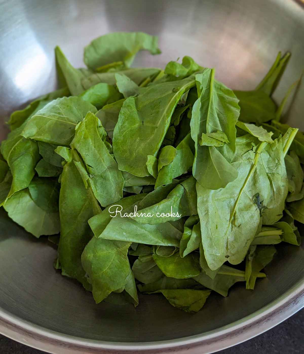 Washed and dried spinach