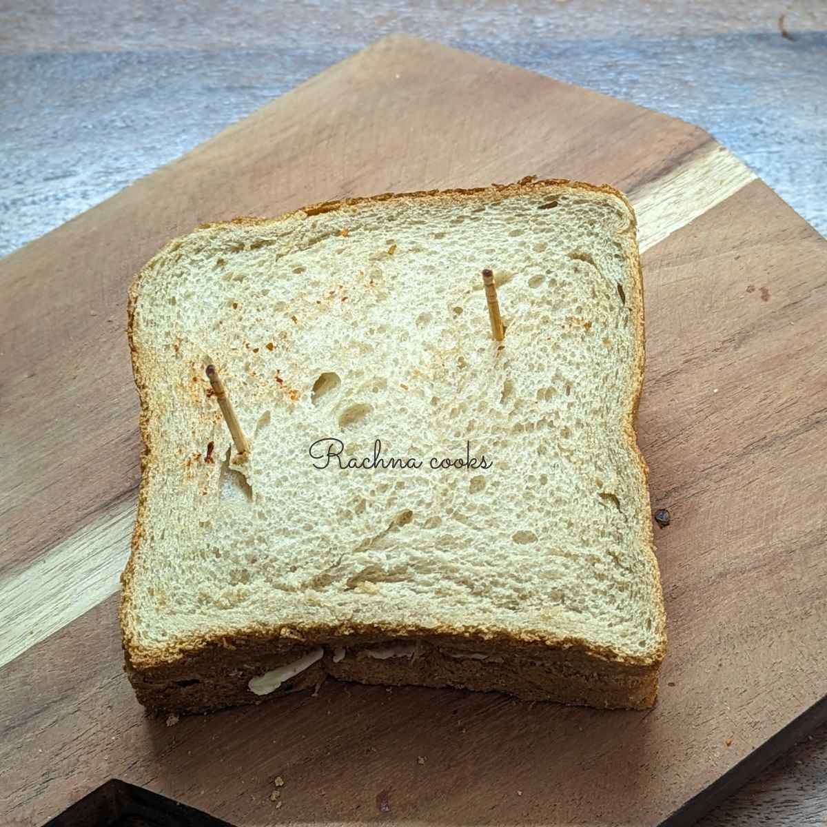 Sandwich secured with 2 toothpicks