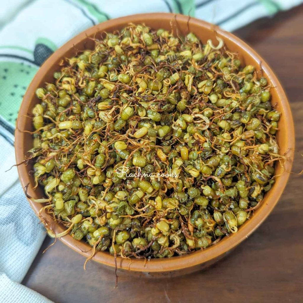Air Fryer Roasted Sprouted Moong - Rachna cooks