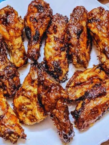 Delicious bbq chicken wings on a plate