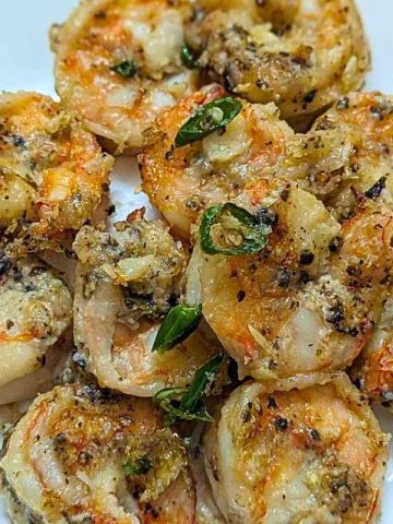 Salt and pepper shrimp on a plate
