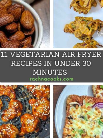 Collage of air fryer vegetarian recipes