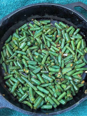 Skillet green beans after cooking