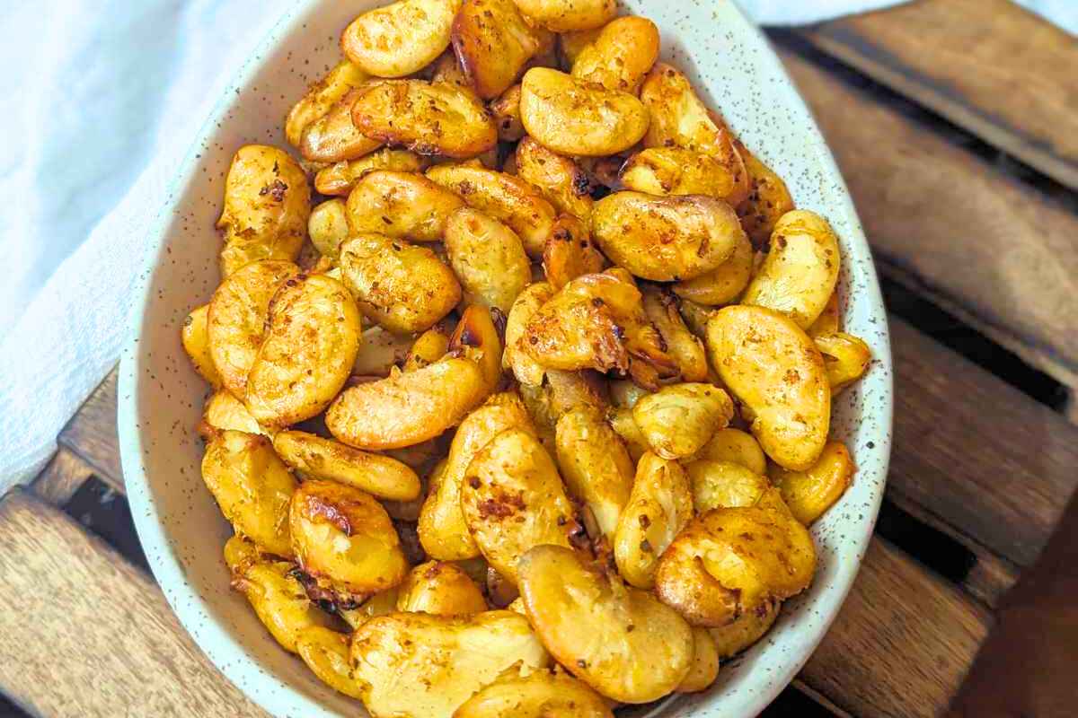 Air fried butterbeans in a bowl