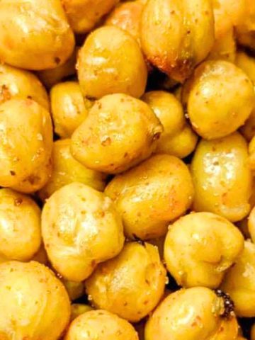 Close up of air fried chickpeas