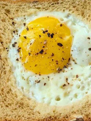 Egg toast after air frying on a plate